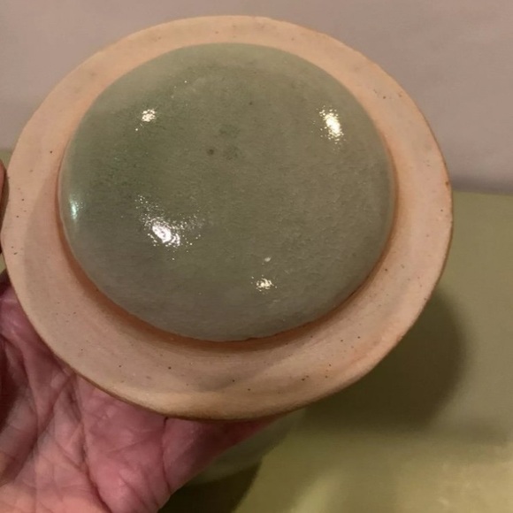 Vintage Stoneware Green Rice Cooking Pot With Lid & Handle Made In Thailand - Picture 7 of 10